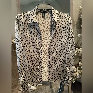 RAILS Silk Rebel Blush Spotted Button Up Long shirt